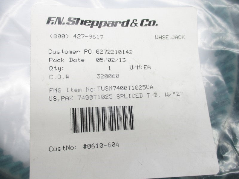 F.N.SHEPPARD TUSN7400T1025VA NSMP