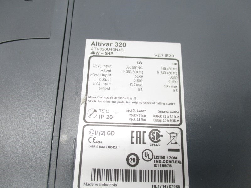 SCHNEIDER ELECTRIC ATV320U40N4B 380-500V 13.7A UNMP