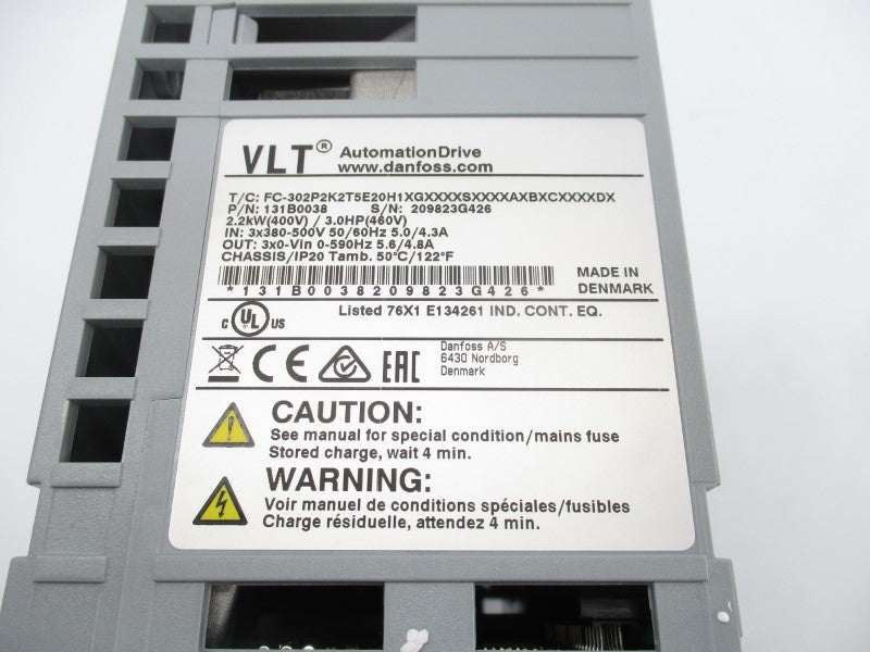DANFOSS FC-302P2K2T5E20H1XGXXXXSXXXXAXBXCXXXXDX 131B0038 380-500V 5.0/4.3A NSNP