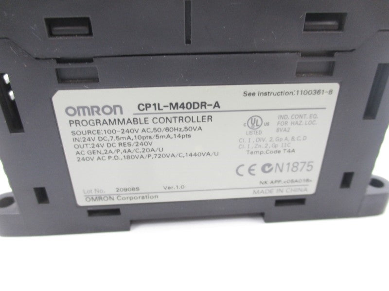 OMRON CP1L-M40DR-A 24VDC 20A (AS PICTURED) NSNP