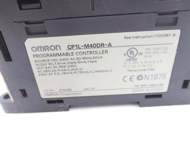 OMRON CP1L-M40DR-A 24VDC 20A UNMP