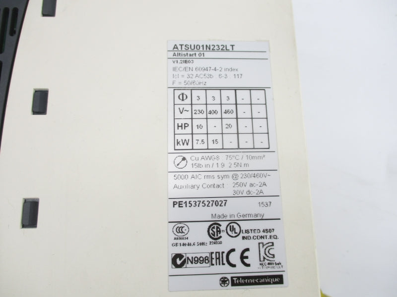 SCHNEIDER ELECTRIC ATSU01N232LT 230/460V 2A UNMP
