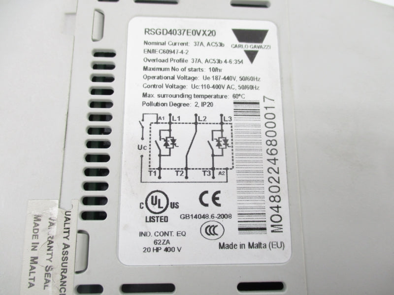 CARLO GARAZZI RSGD4037E0VX20 110-400VAC 37A  NSNP