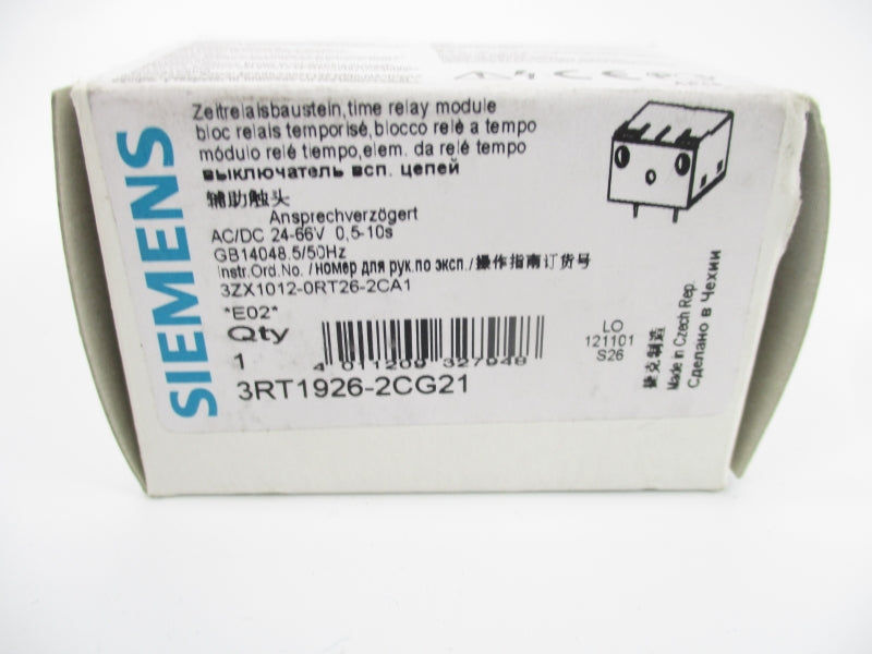 SIEMENS 3RT1926-2CG21 24-66VAC/DC 0.5-10S NSMP
