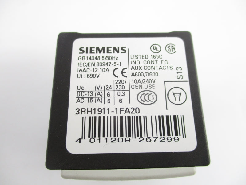 SIEMENS 3RH1911-1FA20 240V 10A NSNP
