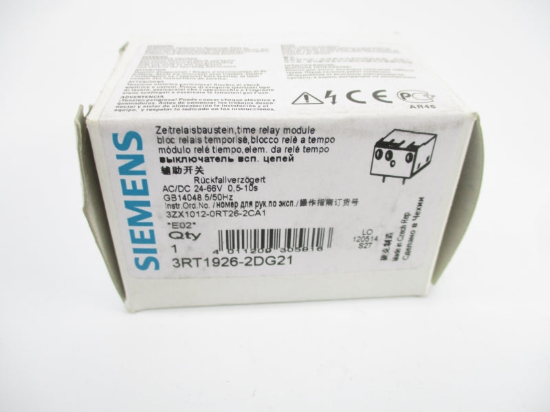 SIEMENS 3RT1926-2DG21 24-66VAC/DC 0.5-10S NSMP