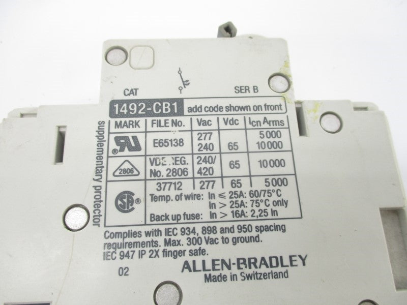 ALLEN BRADLEY 1492-CB1G005 SER. B 277VAC 0.5A NSNP