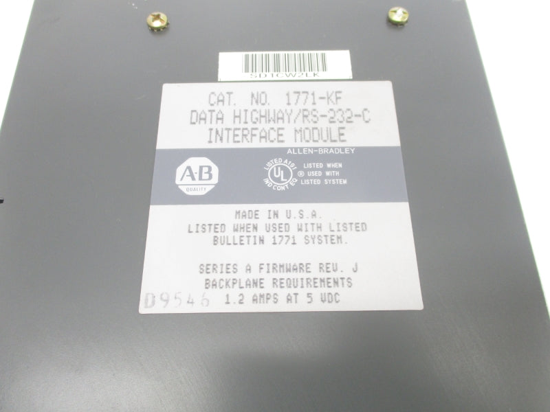 ALLEN BRADLEY 1771-KF SER. A 5VDC 1.2A NSNP