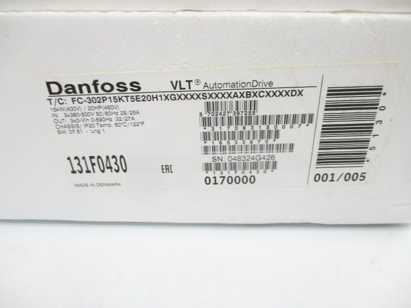 DANFOSS FC-302P15KT5E20H1XGXXXXSXXXXAXBXCXXXXDX 131F0430 500V NSMP