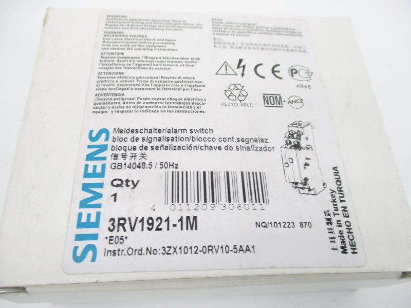 SIEMENS 3RV1921-1M 240VAC 10A NSMP