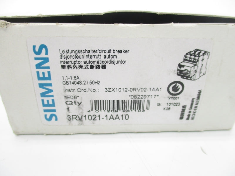 SIEMENS 3RV1021-1AA10 690V 1.1-1.6A NSMP