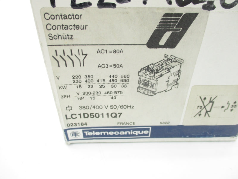 TELEMECANIQUE LC1D5011Q7 380/400V 80A NSMP