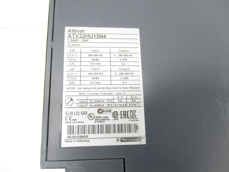 SCHNEIDER ELECTRIC ATV32HU15N4 380-500V 6.5A UNMP