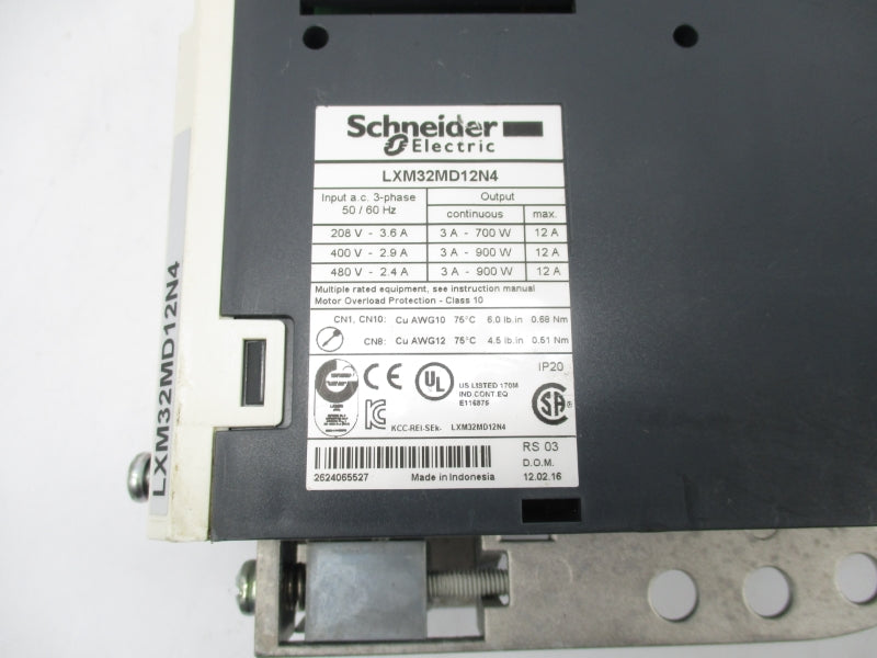 SCHNEIDER ELECTRIC LXM32MD12N4 480VAC 2.4A UNMP