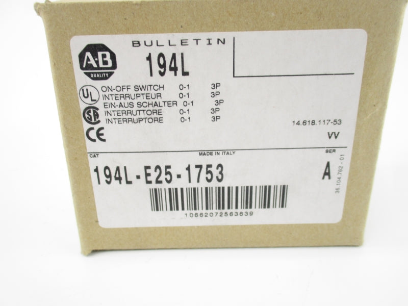 ALLEN BRADLEY 194L-E25-1753 SER. A 690V 25A NSMP
