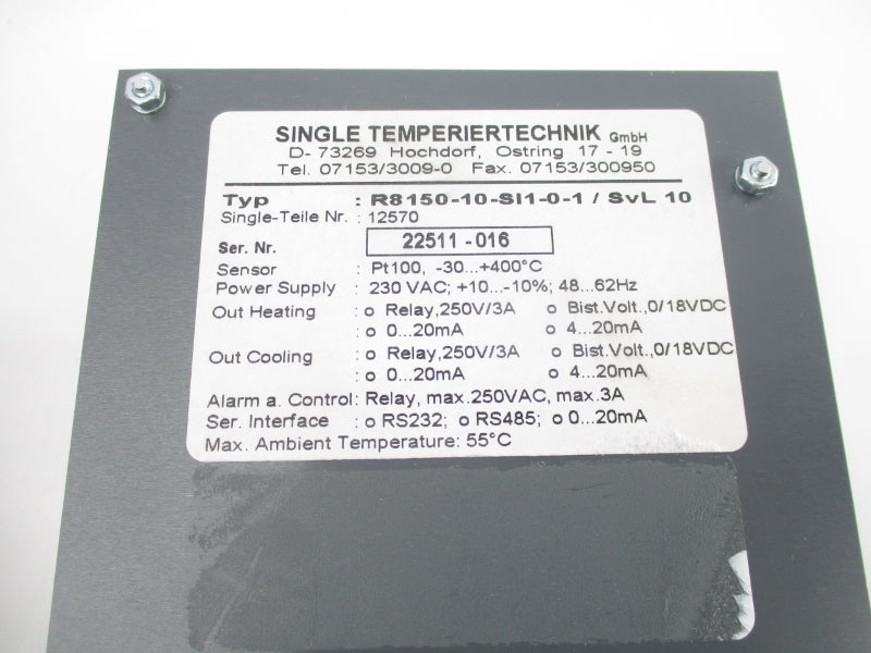 SINGLE TEMPERIERTECHNIK R8150-10-SI1-0-1/SVL10 12570 250VAC 3A NSNP