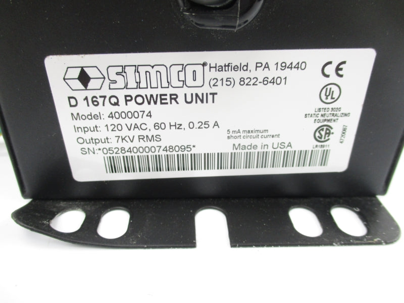 SIMCO D167Q 4000074 120VAC 0.25A UNMP