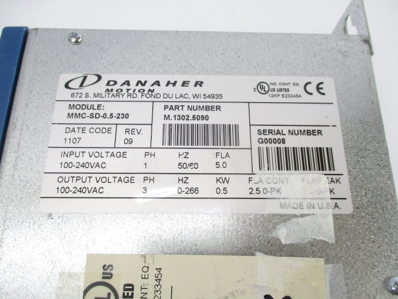 DANAHER MOTION MMC-SD-0.5-230 M.1302.5090 100-240VAC NSNP