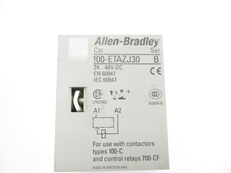 ALLEN BRADLEY 100-ETAZJ30 SER. B 24-48VDC 1-30S (AS PICTURED) NSNP