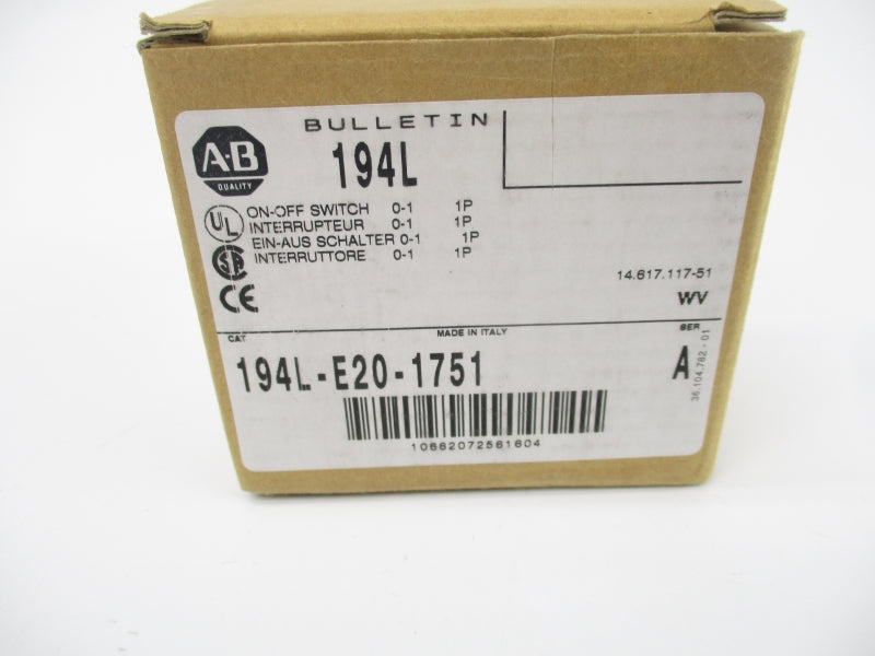 ALLEN BRADLEY 194L-E20-1751 SER. A 690V 20A NSMP