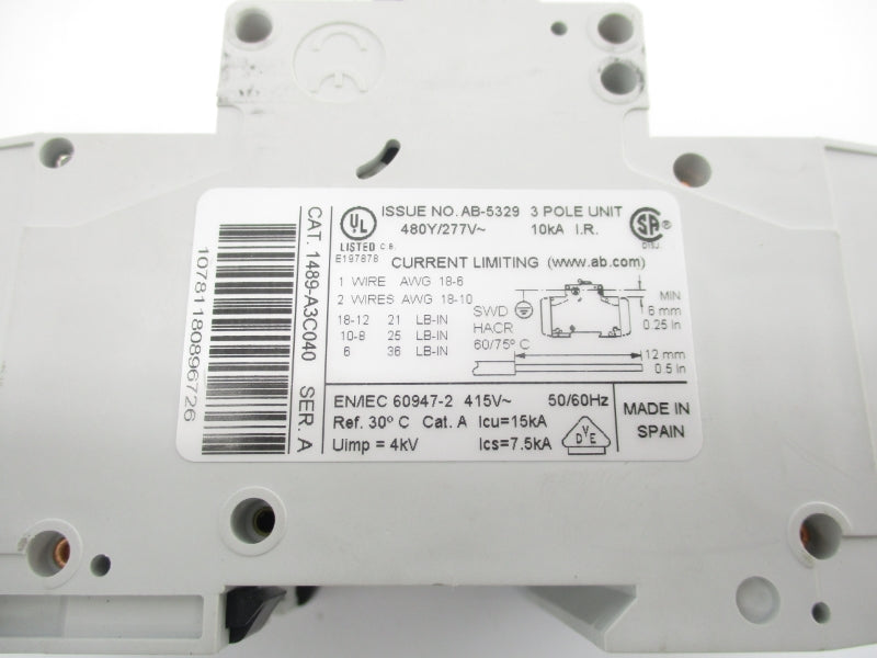 ALLEN BRADLEY 1489-A3C040 SER. A 277V 4A NSNP