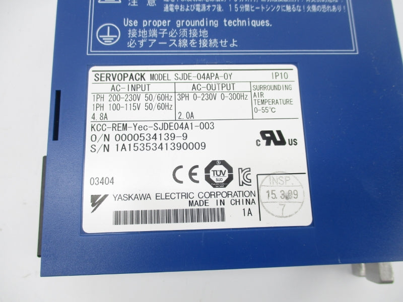 YASKAWA ELECTRIC SJDE-04APA-0Y 200-230V 4.8A NSNP