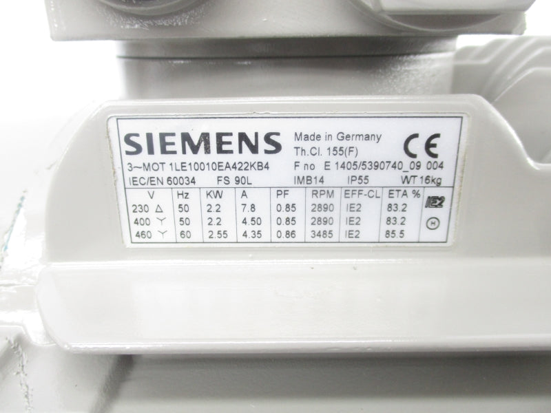 SIEMENS 1LE10010EA422KB4 460V 7.8A (AS PICTURED) NSNP