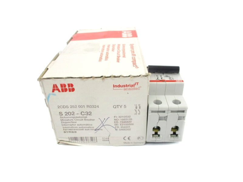 ABB 2CDS252001R0324 S202-C32 400V 32A (PKG OF 5) (AS PICTURED) NSMP