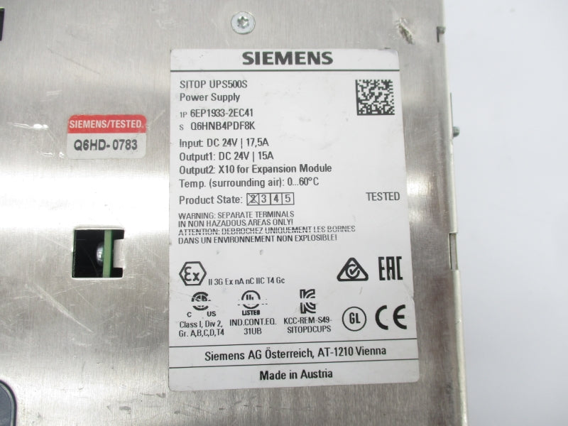 SIEMENS 6EP1933-2EC41 24V 17.5A (AS PICTURED) NSNP