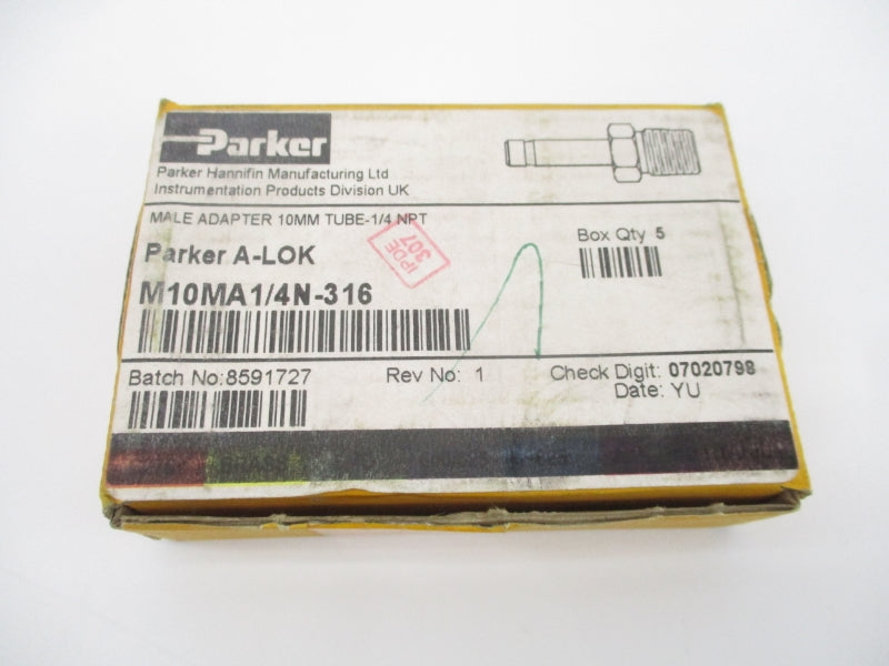 PARKER M10MA1/4N-316 10MM (PKG 0F 5) NSMP