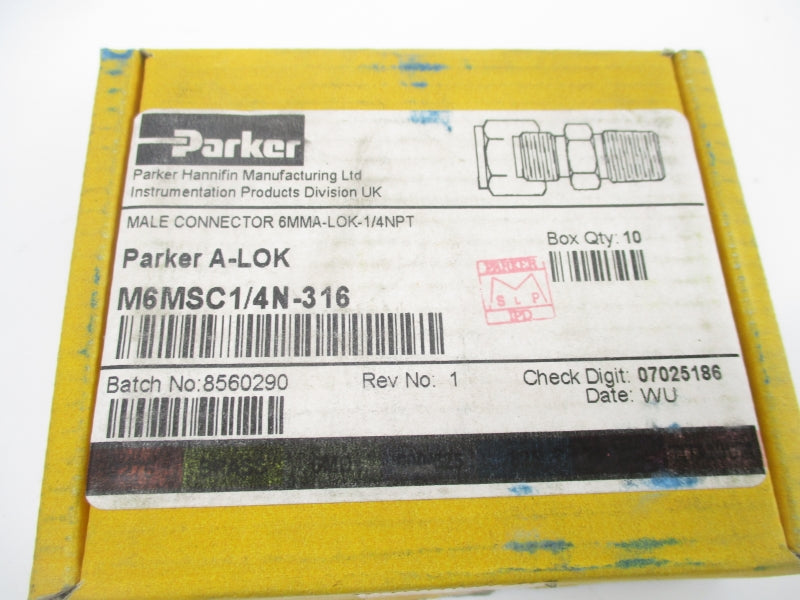 PARKER M6MSC1/4N-316 (PKG OF 10) NSMP