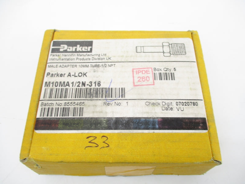 PARKER M10MA1/2N-316 10MM (PKG OF 5) NSMP