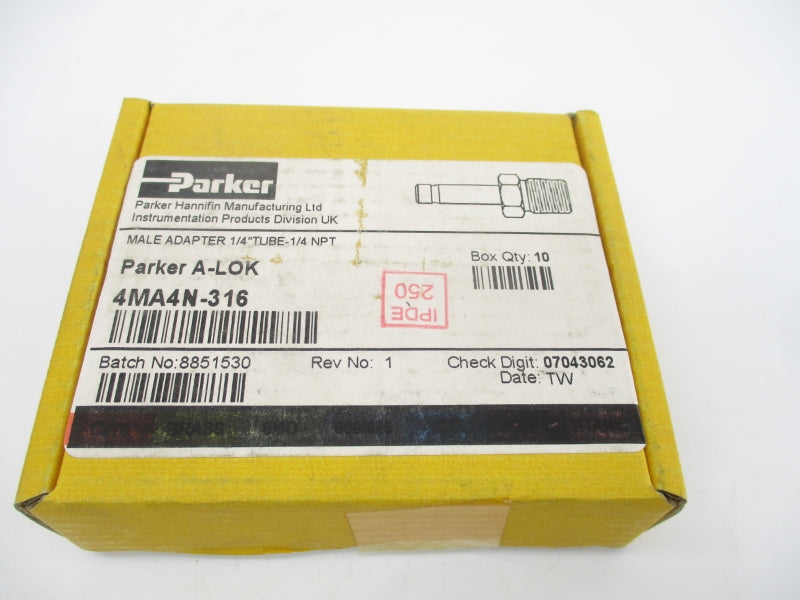 PARKER 4MA4N-316 1/4"TUBE-1/4" (PKG OF 10) NSMP