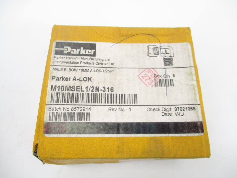 PARKER M10MSEL1/2N-316 10MMA-LOK-1/2" (PKG OF 5) NSMP