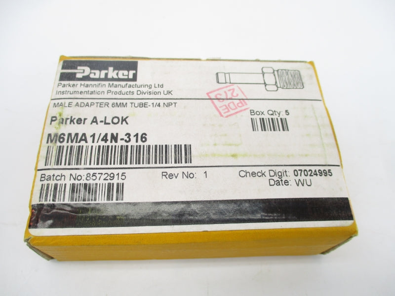 PARKER M6MA1/4N-316 6MMTUBE-1/4" NSMP