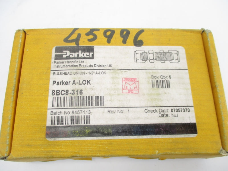 PARKER 8BC8-316 1/2" (PKG OF 5) NSMP