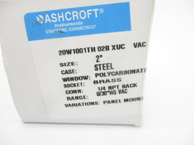 ASHCROFT 20W1001TH02BXUC 0-30"HG 2" NSMP