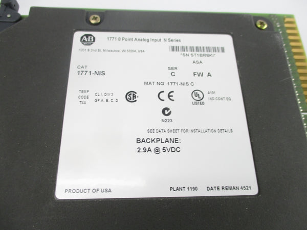 ALLEN BRADLEY 1771-NIS SER. C  5VDC 2.9A F/W A UNMP