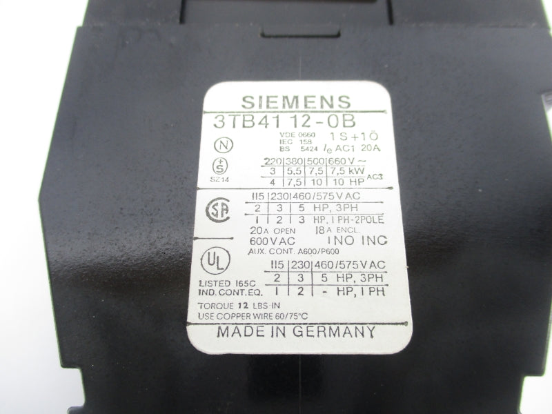 SIEMENS 3TB4112-0B 24VDC 20A NSNP