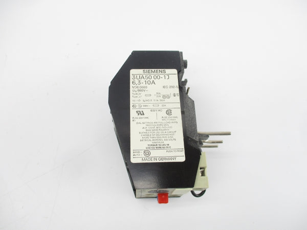 SIEMENS 3UA50000-1J 660VAC 6.3-10A NSMP