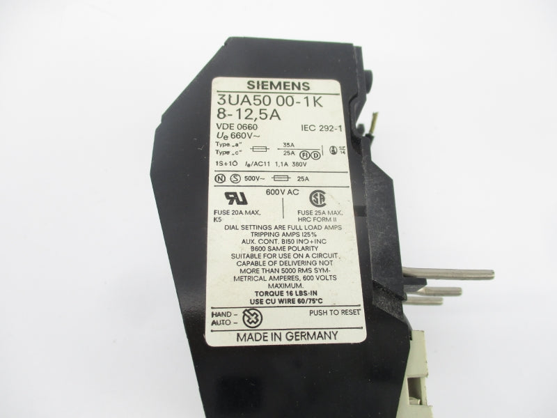 SIEMENS 3UA5000-1K 660V 8-12.5A NSNP