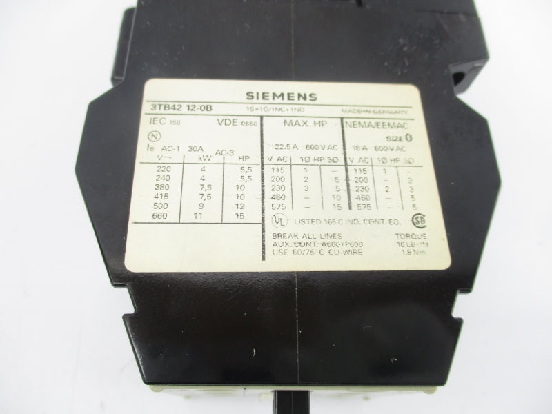 SIEMENS 3TB4212-0B 24VDC 22.5A NSNP