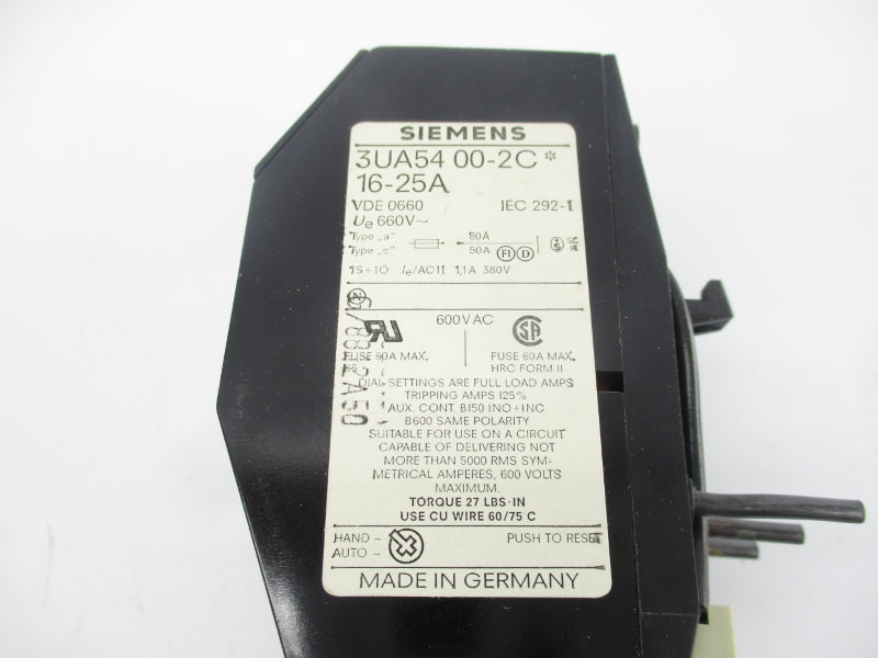 SIEMENS 3UA5400-2C 660V 16-25A UNMP