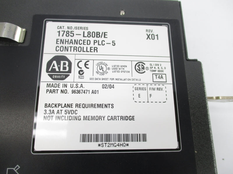 ALLEN BRADLEY 1785-L80B SER. E 5VDC 3.3A F/W F UNMP