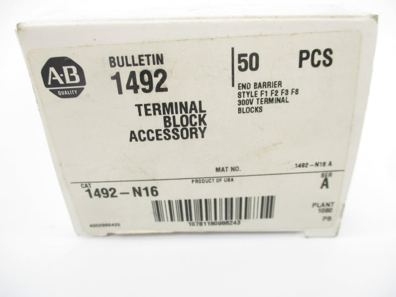 ALLEN BRADLEY 1492-N16 SER. A 300V (PKG OF 50) (WH) NSMP