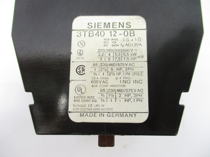 SIEMENS 3TB4012-0B 24VDC 20A UNMP