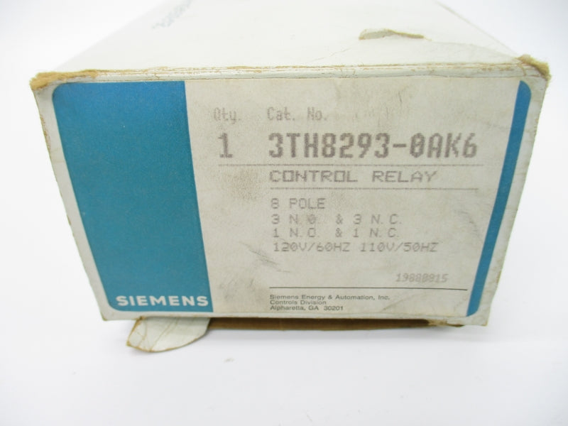 SIEMENS 3TH8293-0AK6 110/120V 16A NSMP