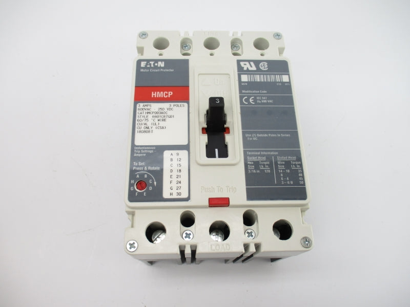 EATON HMCP003A0C 6601C87G01 SER. C 600VAC 3A NSMP