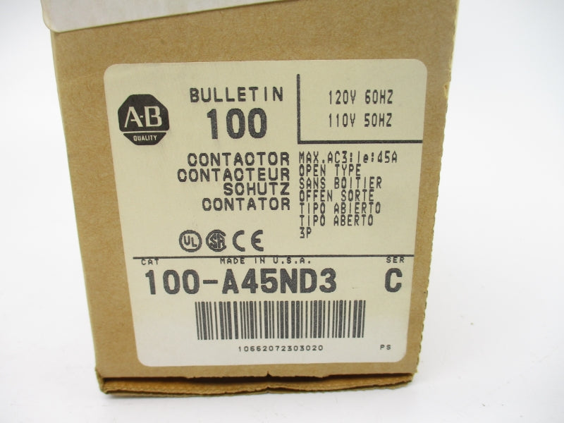 ALLEN BRADLEY 100-A45ND3 SER. C 110/120V 80A NSMP