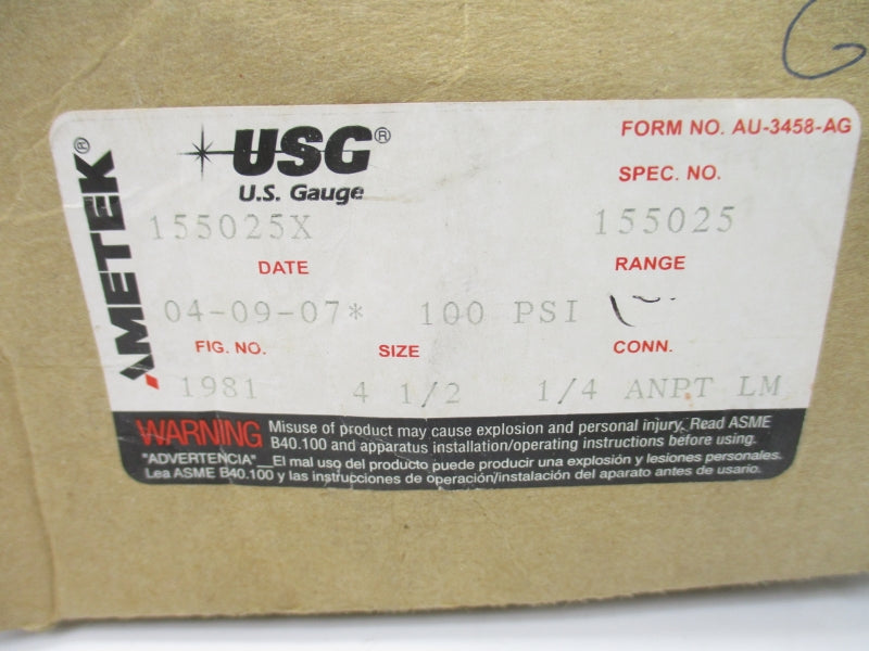 AMETEK 155025X 0-100PSI 4 1/2" NSMP
